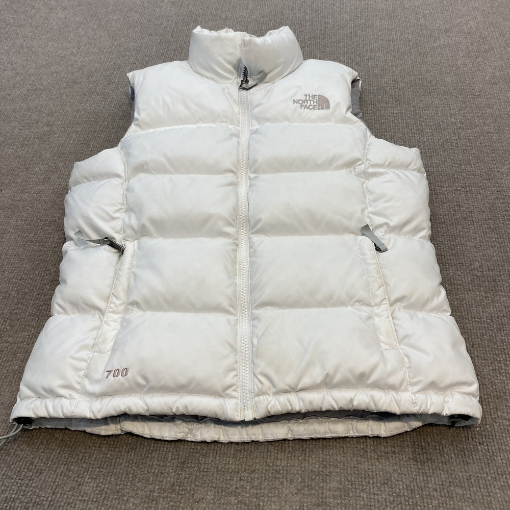 The North Face 700 Goose Down Vest Womens Small White Puffer Full Zip Outdoor